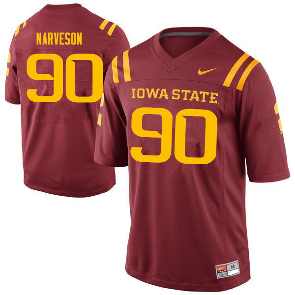 Men #90 Brayden Narveson Iowa State Cyclones College Football Jerseys Sale-Cardinal
